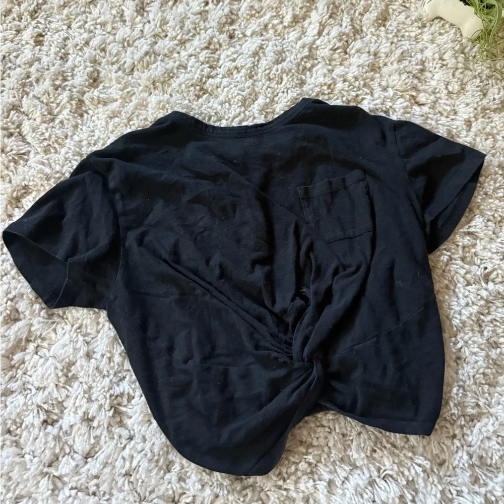Forever 21 Jet Black scrunched crop Top T-shirt streetwear style